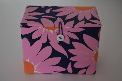 Vera Bradley Apron Recipe Box Loves Me Pink Daisies Fabric Mod Retro • $24