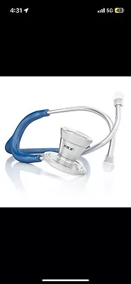 MDF MD One Stainless Steel Stethoscope Adult Navy Blue Tube Silver Chestpiece • $35.99