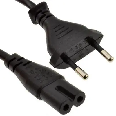 European Power Cord EU 2 Pin Plug To IEC C7 Figure 8 Mains Cable Lead Holiday 1M • £2.15