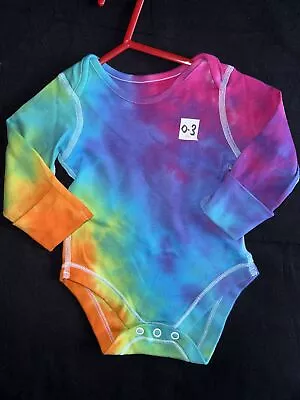 0 To 3 Months Rainbow Tie Dye Baby Vest T-shirt Unisex • £5.50