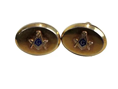 Vintage Masonic Yellow Gold Plated Cuff Links Shirts Cuffs Men's  • $8.99