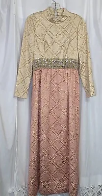 Vintage Evening Gown RHINESTONE Beaded Cocktail EVENING Formal BUST Couture • $62