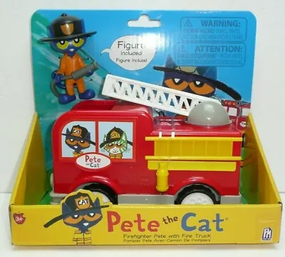 Pete The Cat Action Figure Set Firefighter With Fire Truck Firehouse Ladder Hose • $10.46