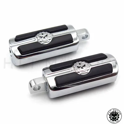 Pair Skull Foot Pegs Rest For Harley-Davidson Motorcycle Touring Male Peg Mount • $44.51