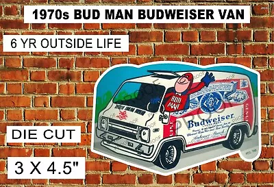 1970s BUD MAN DELIVERY VAN VINTAGE REPRINT STICKER DECAL • $3.16