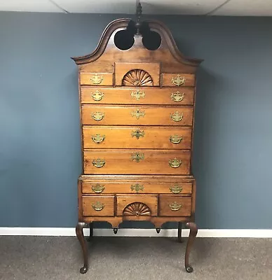 18th Century New England Queen Anne Mahogany Highboy • $4850