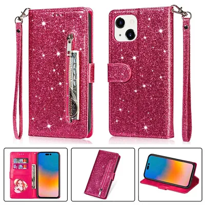 $5.99 • Buy Flip Bling Glitter Wallet Case For IPhone 13 14 12 11 Pro Max 8 7 6 Plus XS XR X