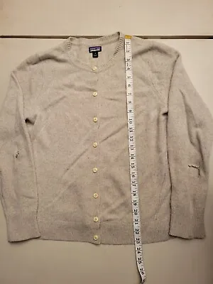 Patagonia Button Cardigan Sweater Women Small S Beige Knit Cashmere Wool Khaki • $15.99