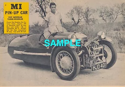 Vintage 1939 Morgan Three Wheeler Automobile Magazine Photograph • $7.35