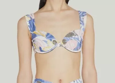 $150 Milly Women's Blue Under The Sea Underwire Bikini Top Swimwear Size S • $48.38