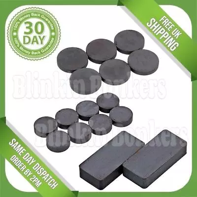 Ceramic Ferrite Magnets Disc Block Round Circular Rectangular Arts Crafts Hobby • £3.19