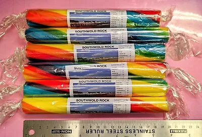 SIX Chunky Sticks Of Traditional Seaside Rock - Rainbow Fruit Made In Blackpool • £9.49