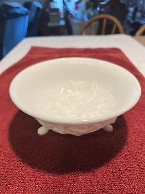 Imperial Glass Milk Glass Footed Rose Candy Bowl Bonbon Dish • $14.99