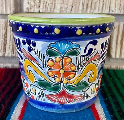 Mexican Ceramic Flower Pot Planter Folk Art Pottery Handmade Talavera #10 • $19.99