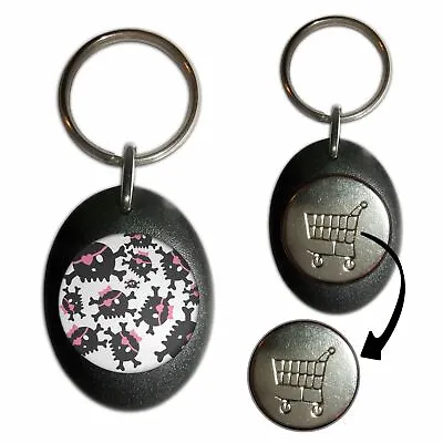 £4.49 • Buy Skull Bow Pattern - Plastic Shopping Trolley Coin Key Ring Colour Choice New