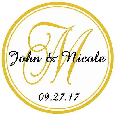 Gold Monogram Wedding Bridal Shower Tags Labels Stickers For Your Favors ~  • $4.99