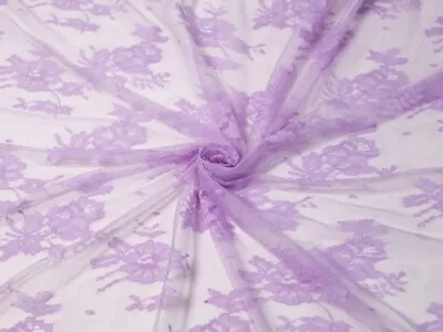 Minerva Chantilly Tulle Lace Fabric Lilac - Per Metre • £13.99