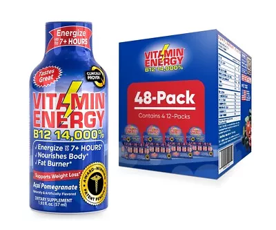 (48 Pack) Vitamin Energy® B12 14000% Energy Shots Clinically Proven • $74.95