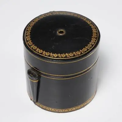 Dunhill Round Black Leather Valet Dresser Mens Watch Accessory Box Made In Italy • $60