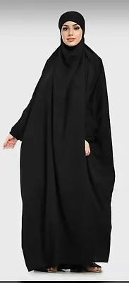 Muslim Women 1 Pice Jilaba Dress Islamic Hijab Abaya Khimar In Sizes SML Black • £26.99