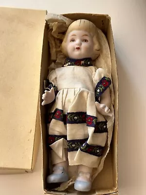Vintage All Bisque 7.5  Dressed Dollhouse Doll Shackman Mint In Box • $29