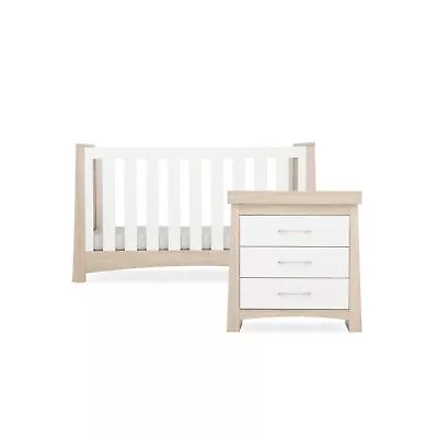 Baby Cot Bed & Dresser Set - Ash&White Lana 2Pc Nursery Furniture - Toddler Bed • £559