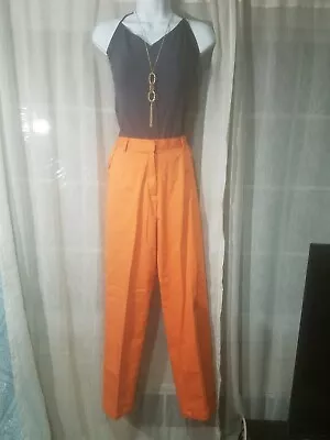 Erin London Women Dress Slacks Pants Sz M Orange Straight Leg  • $11