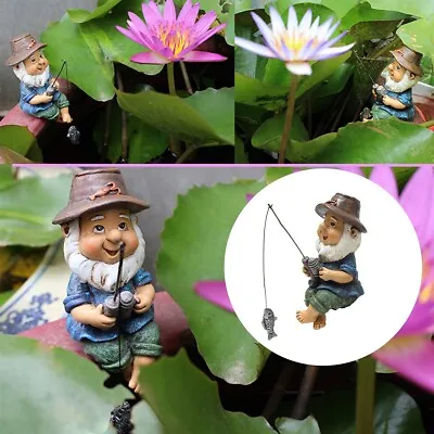 Runmeihe Fishing Gnome Statue Garden Decoration Resin Dwarf Creativity Outdoor • £6.29