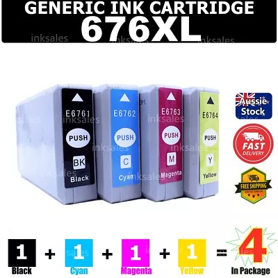 4x Generic 676XL 676 XL Ink Cartridge For Epson Workforce WP4530 WP4540 WP 4540 • $17.40