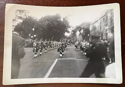 VTG 1948 Photo Army Day Parade Royal Highlanders Marching Band Scottish Bagpipes • $13.49