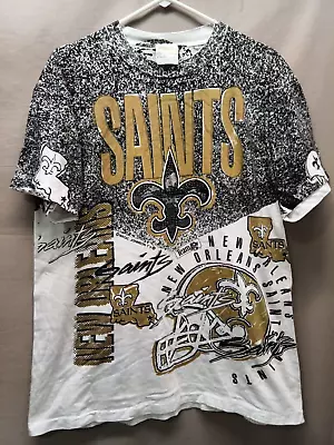 Men's Vintage (c)Magic Johnson T's NFL New Orleans Saints Full Print T-shirt L • $65