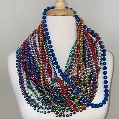 49 Vintage Mardi Gras Beads Multi Color Round Faceted Oval Mixed Lot • $19.95
