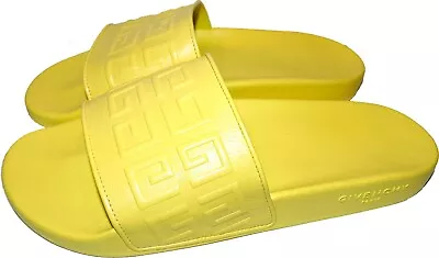 Givenchy Yellow Slides 4G Embossed Leather Sandals Shoes Mules 41 • £170.98