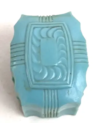 Vintage Art Deco Aqua Blue Presentation Ribbed Scroll Celluloid Ring Box • $39