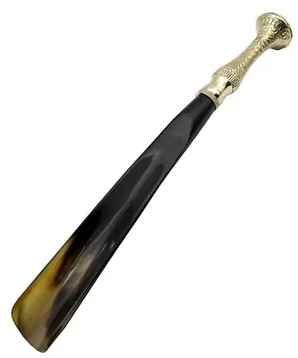 Shoe Horn Made With Real Horn Handmade Grip Long Brass Handle Shoehorn 17 INCH • $39.49