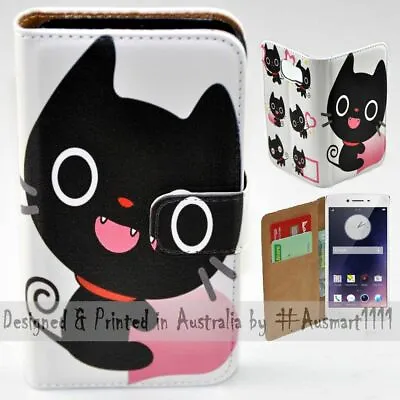 For OPPO Series - Cute Black Cat Theme Print Wallet Mobile Phone Case Cover • $13.98