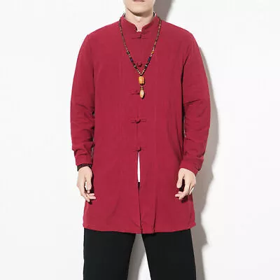 Tops Coat Embroidery Crane Long Gown Clothes Traditional Chinese Clothing Men • $84.90