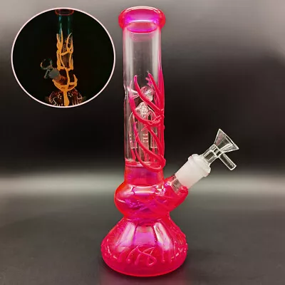 11inch Glow In The Dark Hand Pipe Heavy Thick Glass Hookah Smoking Pipes Pink • $47.29