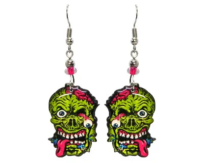 Zombie Earrings Handmade Walking Dead Halloween Jewelry Monster Art Apocalypse • $13.99