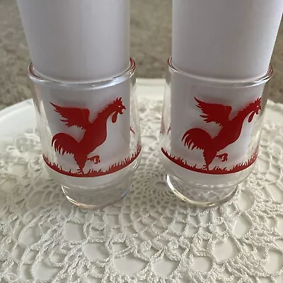 Vintage Federal Red Rooster Juice Glasses Set Of 2 Free Shipping • $15.99