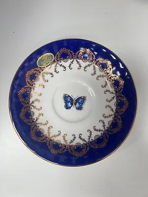 Aynsley Fine Bone China Cottage Garden Saucer Royal Cobalt Blue Butterfly 5  #RA • £8.98