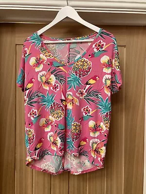 £2.50 • Buy Ladies TU Pink Tropical Parrot Print T Shirt Size 10