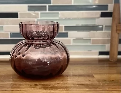 Vintage Amethyst Purple Optic Hyacinth Bulb Forcing Vase Handblown Art Glass • $31
