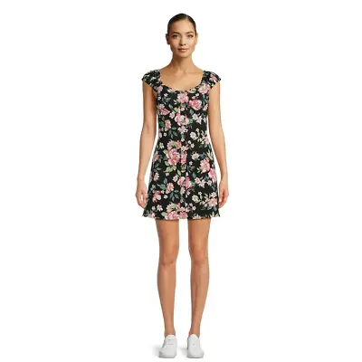 £4 • Buy Walmart Button Front Floral Print Dress Size L