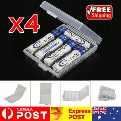 4x Clear Plastic AA AAA Battery Box Storage Case Cover Batteries Holder • $6.31