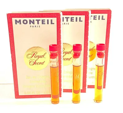 3x Montel Royal Secret Women Sample 0.05 Oz 1.5 Ml Eau De Cologne Dab-On Splash • $9.98