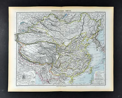 $34.99 • Buy 1892 Stieler Map China Korea Tibet Hong Kong Taiwan Nepal Mongolia Japan Hainan