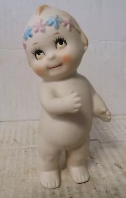 Vintage SHACKMAN Bisque Ceramic DOLL Kewpie With Flower Headband • $14.41