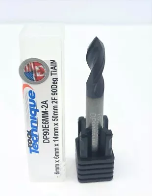 6mm Carbide 2 Flute 90 Degree Point Drill Mill TiAlN  • $12.65