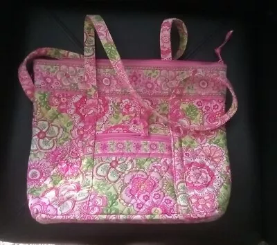 Vera Bradley Petal Pink Retired Pattern Shoulder Bag Purse Large Slightly Used • $24.99